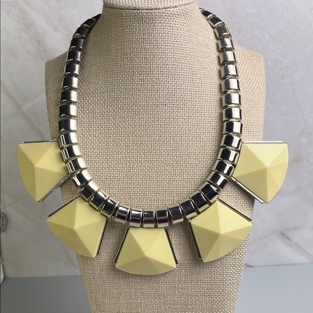 R.J. Graziano Pale Yellow Geometric Statement Necklace